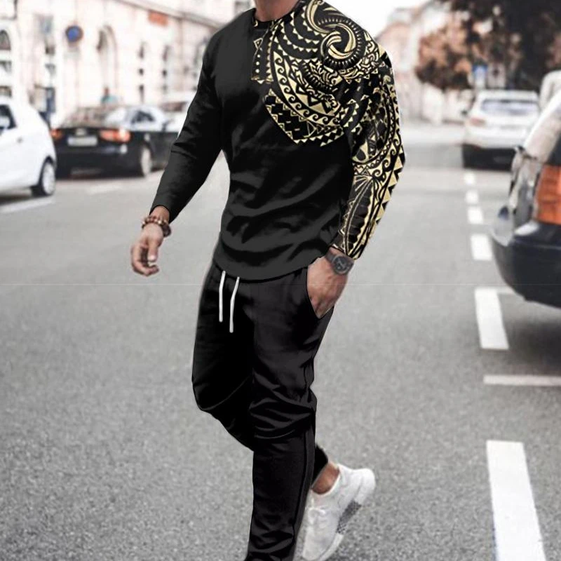 

New 3D Animation Sportswear Men's Plus Size Casual T-Shirt Long Sleeve Clothing Set Blue Jogging Sweatshirt Fashion Outfit 2022