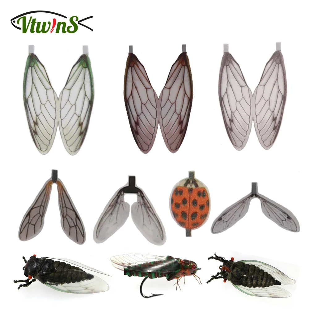 

Vtwins 2pcs Realistic Insect Wing Adult Stonefly Wing Non-Adhesive Trout Fishing Dry Fly Tying Materials Pre-Cut Fly Tying Wings