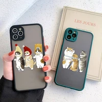 funny cartoon cat phone case for iphone 11 12 13 mini pro max 8 7 plus x xr xs max matte silicone back cover