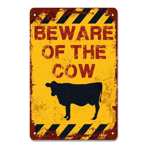 

Beware of the Cow Farm Animal Metal Sign Vintage Retro Tin Sign Metal Sign Decor for Garage Home Bar Pub Store Shop Hotel Man