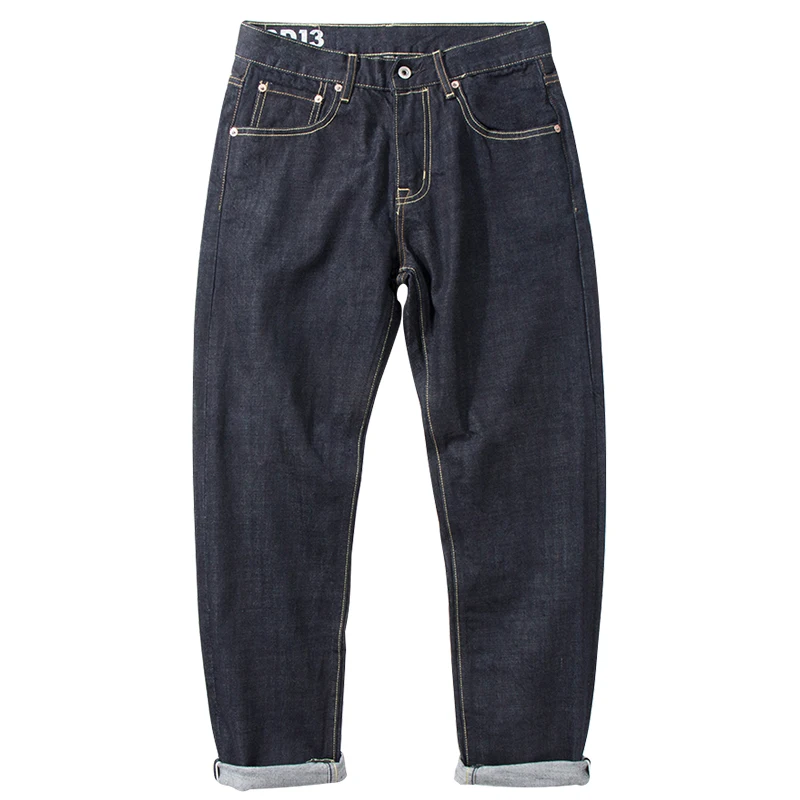New Chi Er hundred match small straight loose casual pants trend original cow retro primary color jeans and trousers