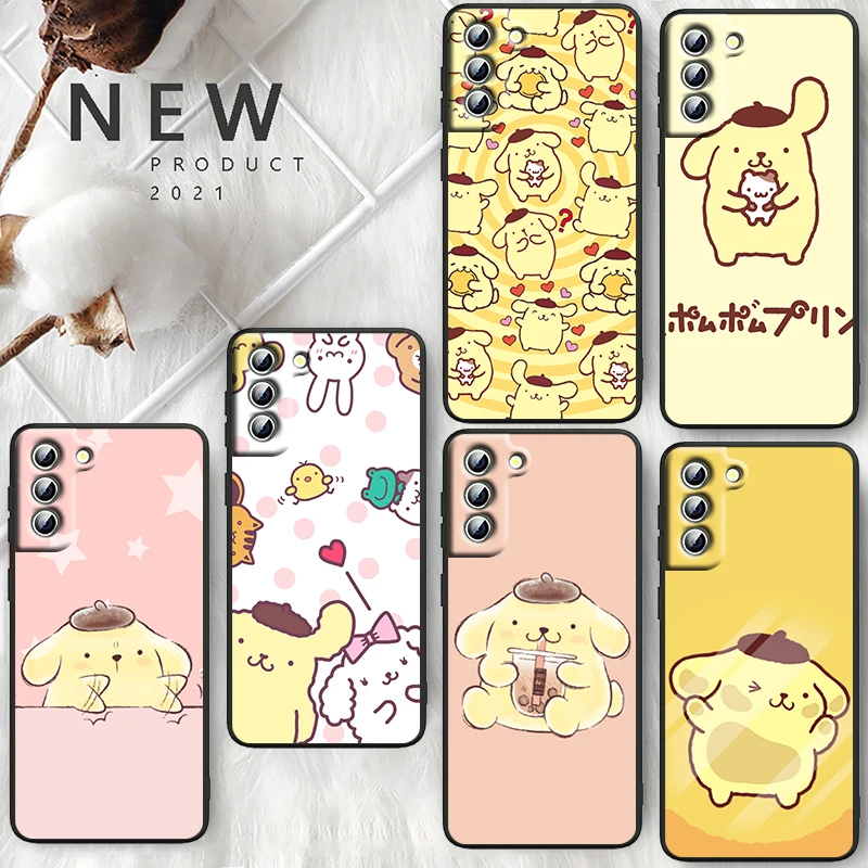 

Pompom Purin Dog Cute Phone Case For Samsung Galaxy S23 S22 S21 S20 FE Ultra Pro Lite S10 5G S10E S9 Plus Black Cover