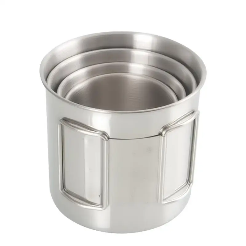 

Stainless Steel Folding Handle Cup Lightweight Bottle Cup With Handles Stackable Campfire Mug For Outdoor Camping Hiking