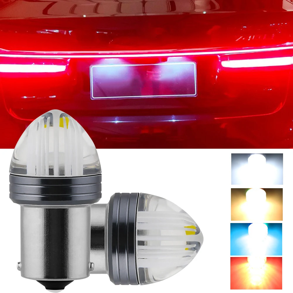 Светодиодная лампа P21W 1156 BA15S 2 шт. для автомобиля BAY15D с 3D линзами P21/ 5 Вт 1157 яркость