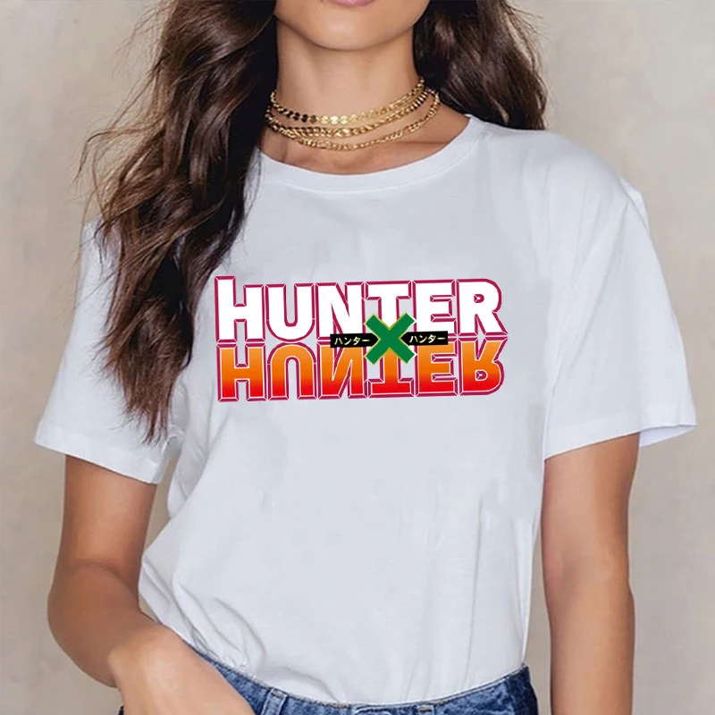 Kawaii Hunter X футболка HxH Летние черные свободные топы для девочек Подростковая