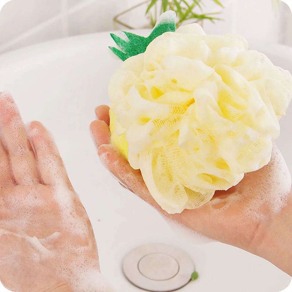 4 шт. цвета в форме фруктов шарик для ванны сетчатый губка пуф душа (ананас + арбуз