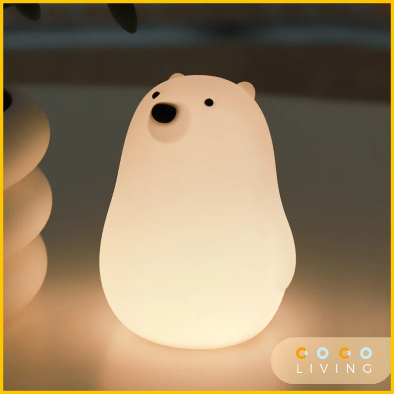 

Светодиодный ночник Xiaomi Mijia Kawaii, медведь, сенсорный датчик, кошка, силикон, животные, фонарь, прикроватный светильник, спальня, подарок, декор...