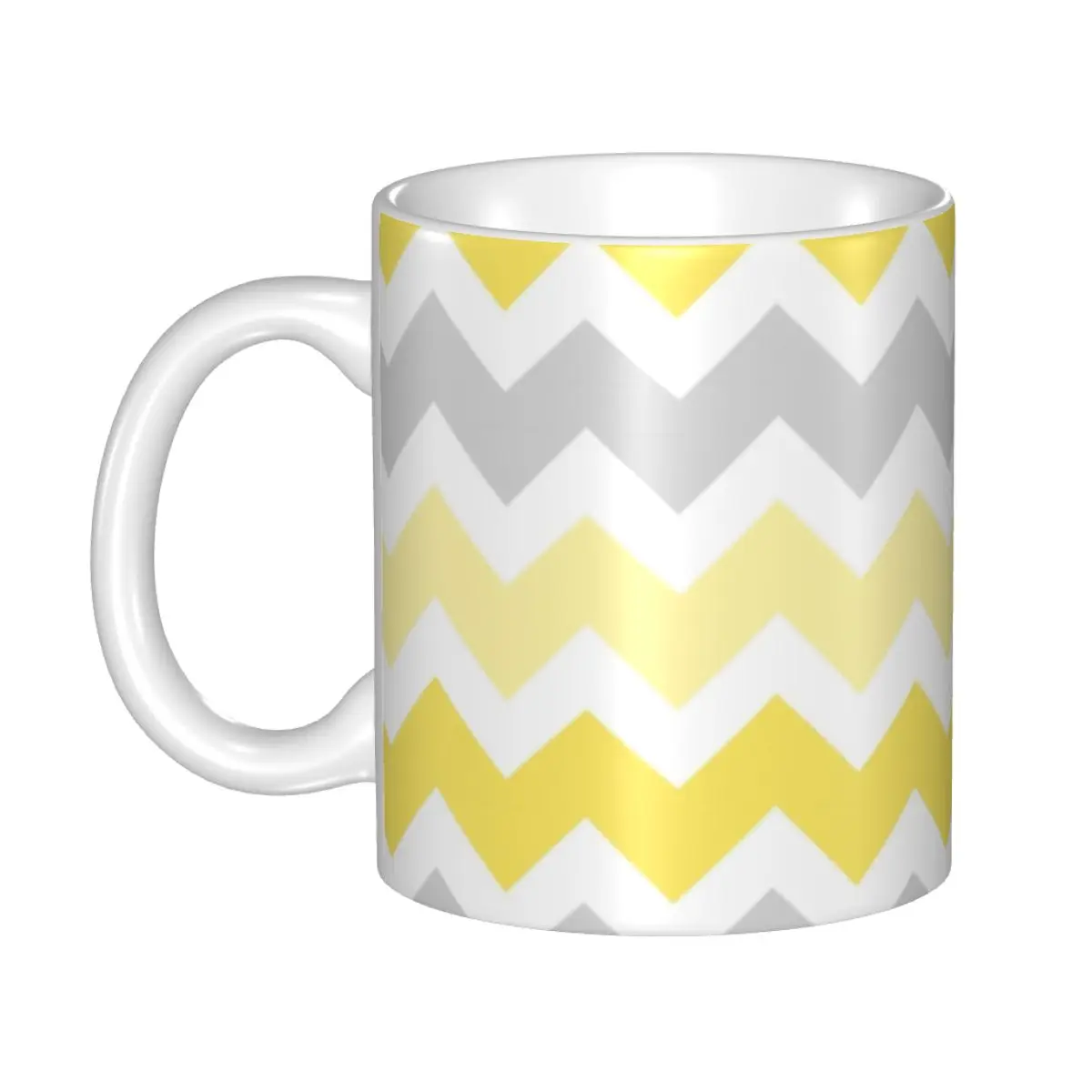 

Кружка кофейная с геометрическим рисунком желтого и серого цветов