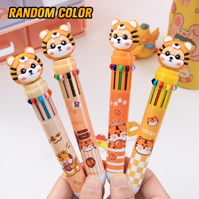 

1PC Cute Kawaii Orange Little Tiger Cartoon Silicone 10 Colors Chunky Ballpoint Pen School Office Supply Gift Stationery