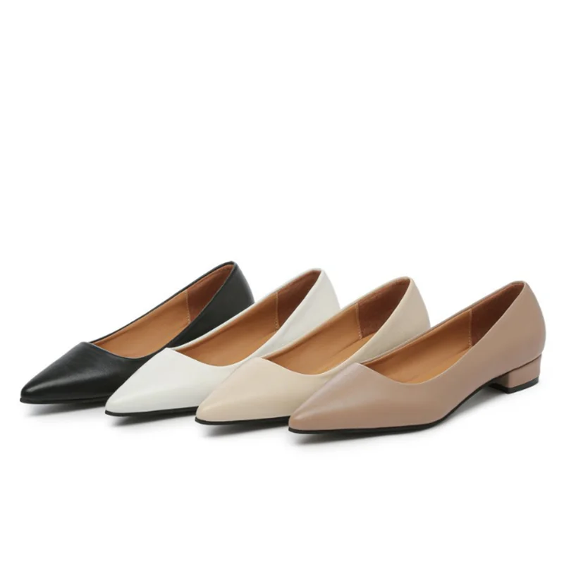 

Woman Shoes Square Heels 3cm Leather Khaki Black OL Null Pumps Larger Sizes 35-41 25cm Elegant Simple Low Cutter Cheap Slip-On
