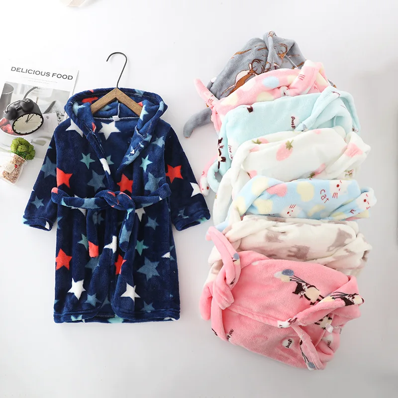 

Winter Bathrobe Flannel Girls Bathrobe Bathrobes 4-10 Children Robes 2023 Boy Boys Fashion