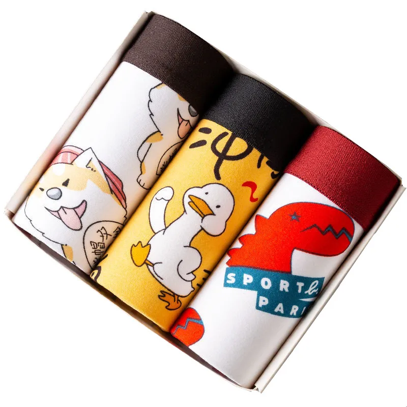 

3pcs/Lot Boxer Men Underwear Comfortable Male Underpants Cartoon Print Mens Boxers Elastic Anime Funny Panties Man