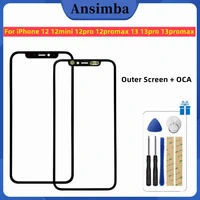 front screen outer glass with oca for iphone 12 12promax 13 13pro 13promax screen lcd touch lens glass replacement repair tool