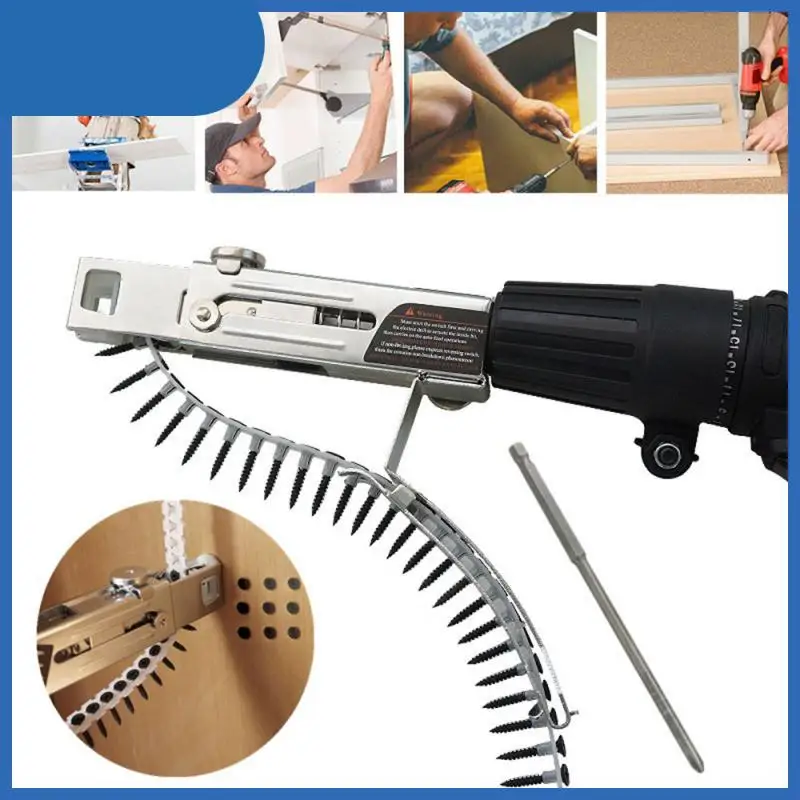 

1pc Automatic Screw Spike Chain Nail Gun Adapter Screw Gun For DIY Home Decor Woodworking Tool Cordless Power Drill Attachment