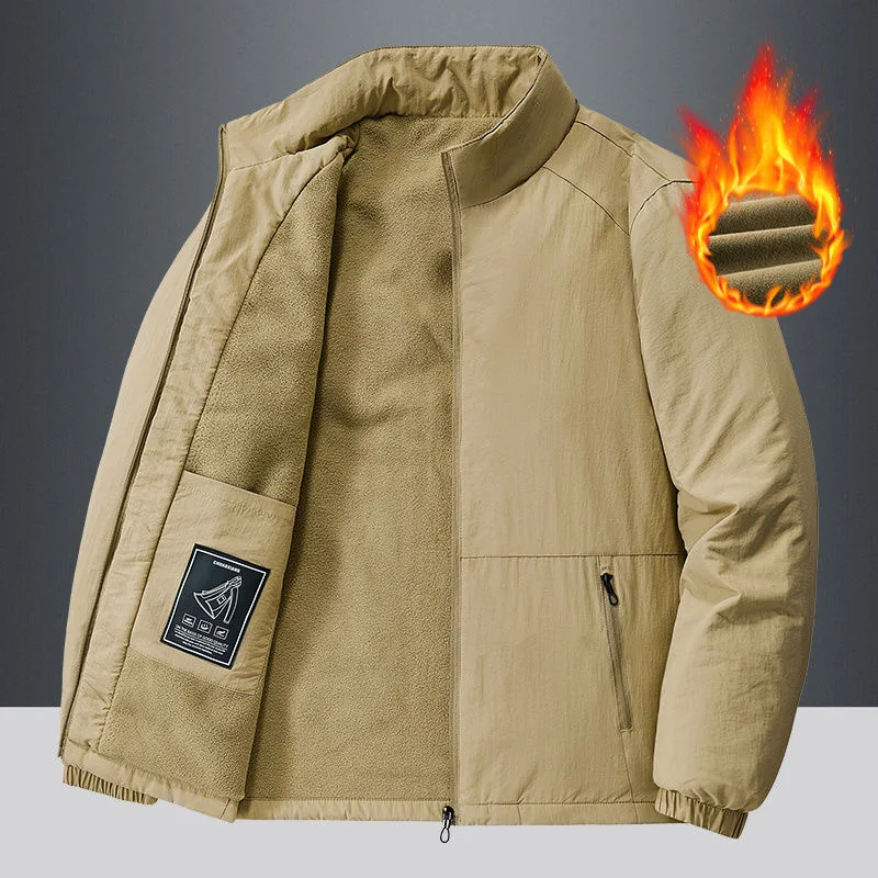 Новинка Осень-зима 2024 модный однотонный утепленный мужской блейзер из флиса