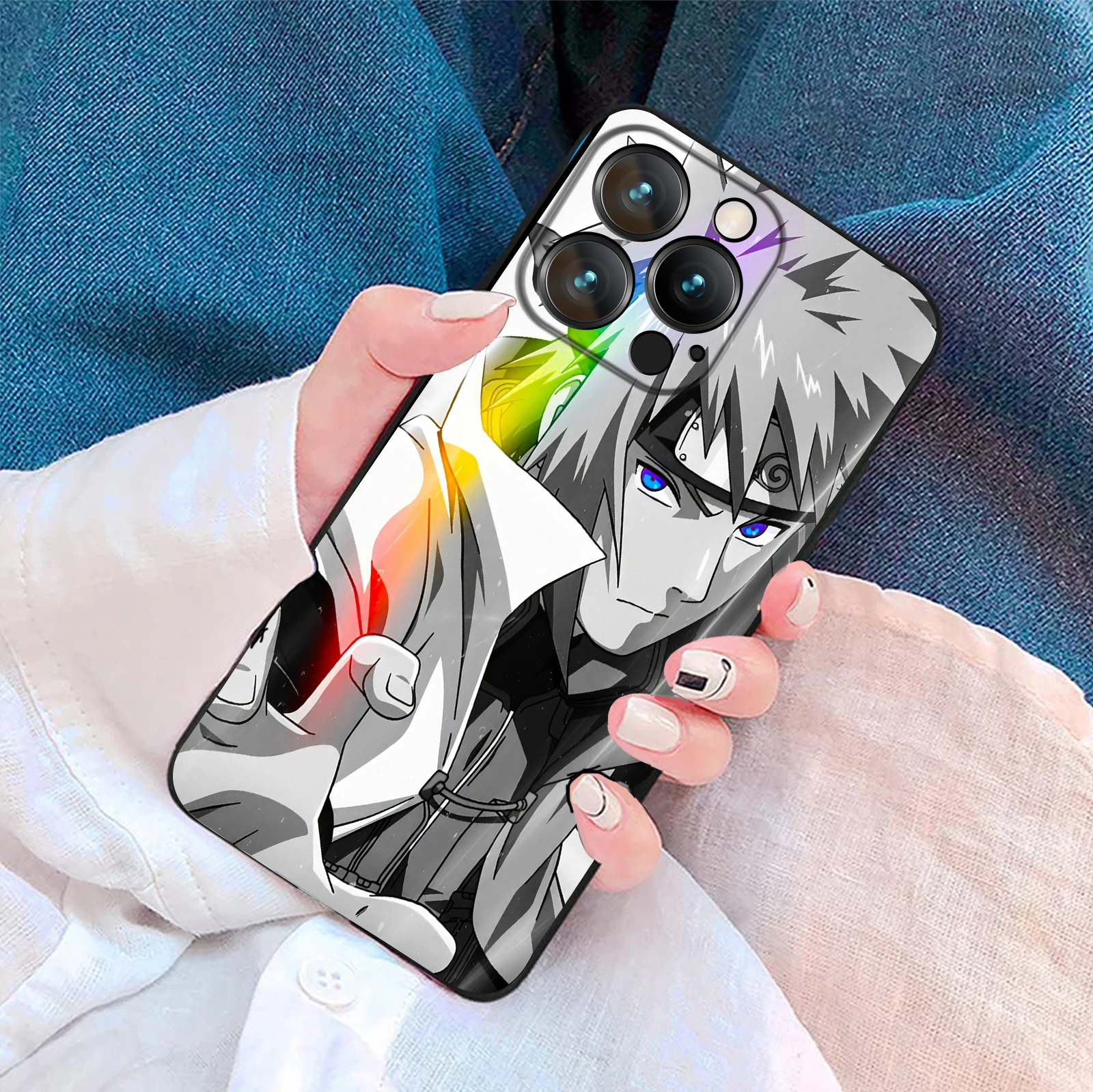 MINISO для iPhone 16 Pro Max аниме чехол 4-й Hokage Namikaze Minato мягкий телефона 15 14 13 12 11 Plus