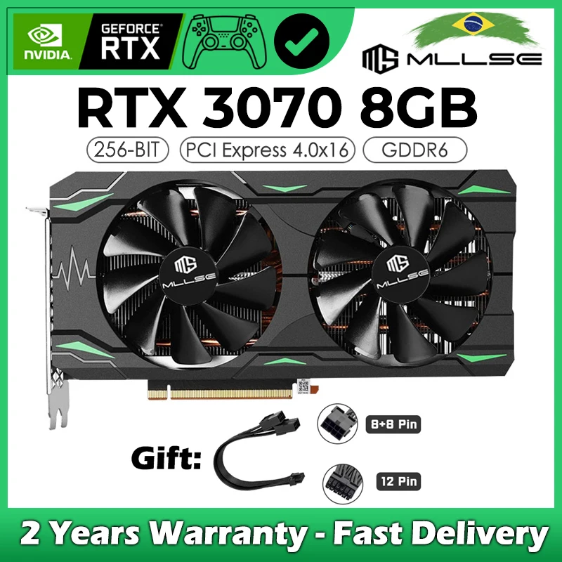 Игровая видеокарта MLLSE GeForce RTX3070 8 ГБ GDDR6X 256 бит PCIe 4 0x16 HDMI 2 1 расширенная для