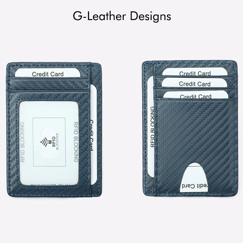 2023 New Fashion Carbon Fiber Pattern Leather Card Holder Men Credit Card Case ID Card Wallet With Transparent Window