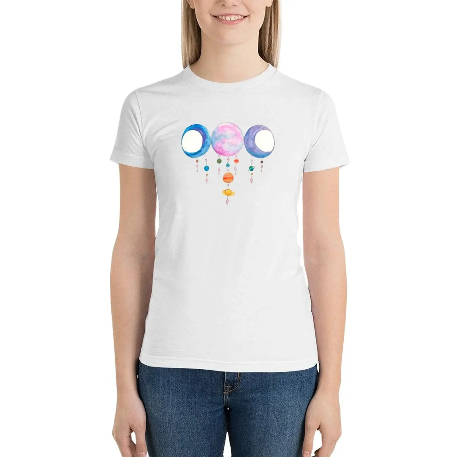 Футболка с Лунной системой эстетическая одежда аниме корейская мода женская