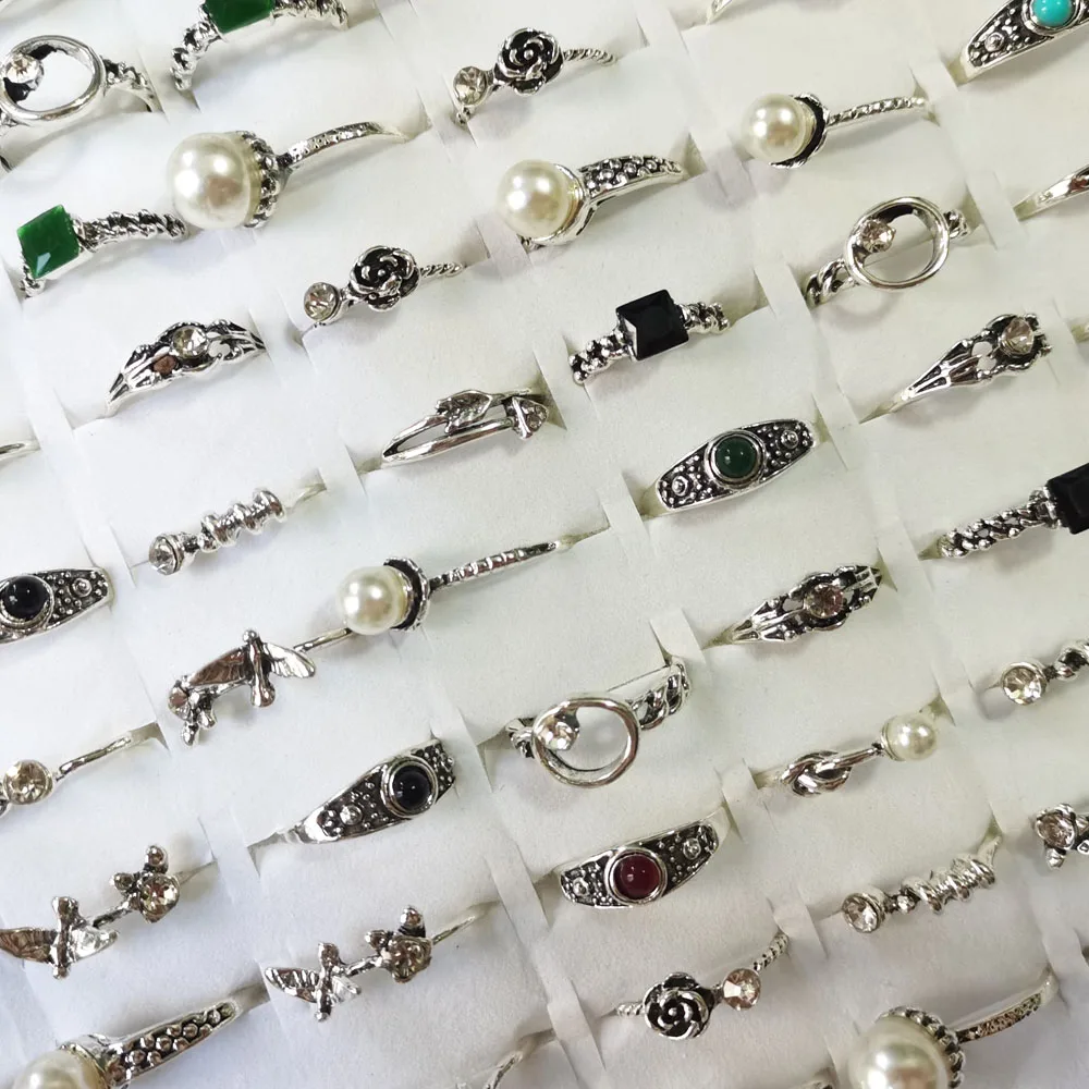 

Новинка оптом 50 шт./лот смешанные богемные винтажные золотые серебряные геометрические перстни с цветком для женщин вечерние Подарочные ювелирные кольца