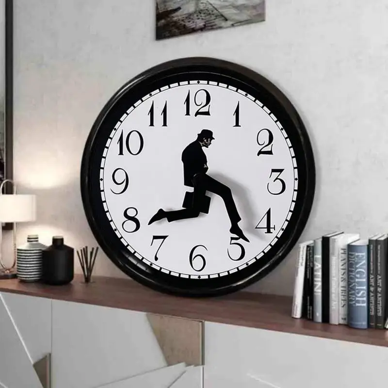 

British Comedy Inspired Ministry Of Silly Walk Wall Clock Comedian Home Decor Novelty Wall Watch Funny Walking Silent Mute Clock