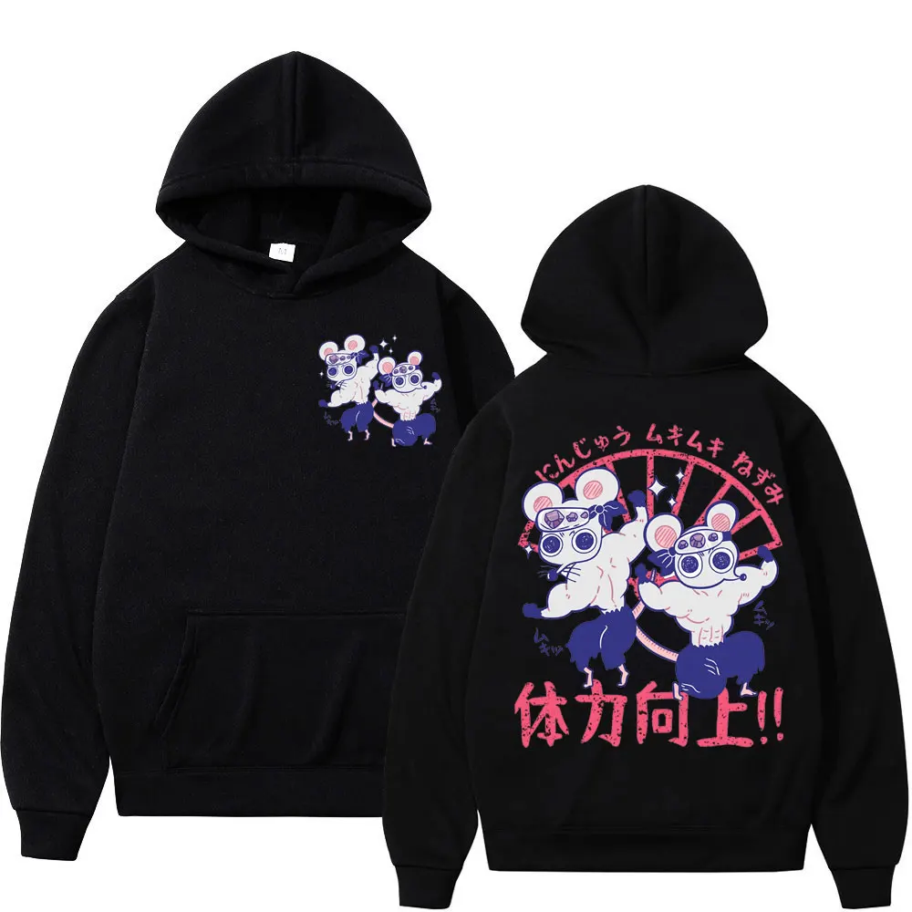 Anime Demon Slayer Uzui Tengen Mice Muki Hoodie Ninja Muscular Mouse Gym Casual Pullovers Men Women Gothic Fashion Sweatshirts