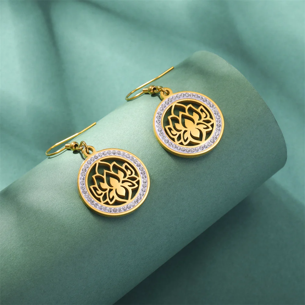 Yoga серьги цветок лотоса богемный Циркон с кристаллом длинные женские Girl