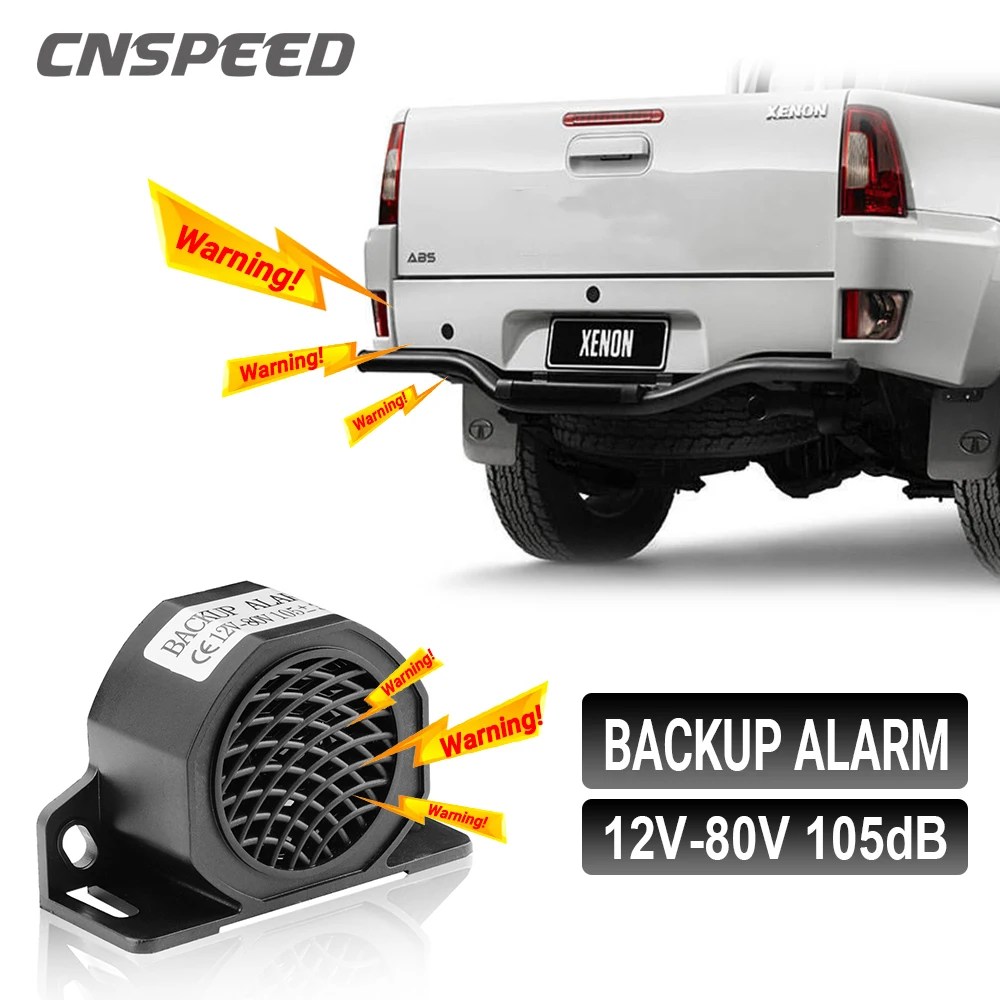 

12V 48V 80V 105dB Decibel Backup Siren Beeper Buzzer Sound Warning Alarm Car Truck Vehicle Horn For Vehicle Reversing Reminders