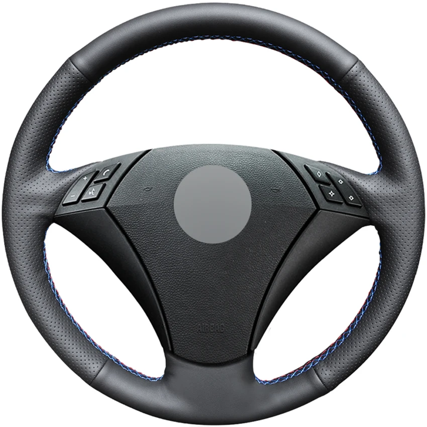 

Black PU Faux Leather Hand-stitched Car Steering Wheel Cover for BMW E60 E61 520i 520li 523 523li 525 525i 530 530i 535 545i
