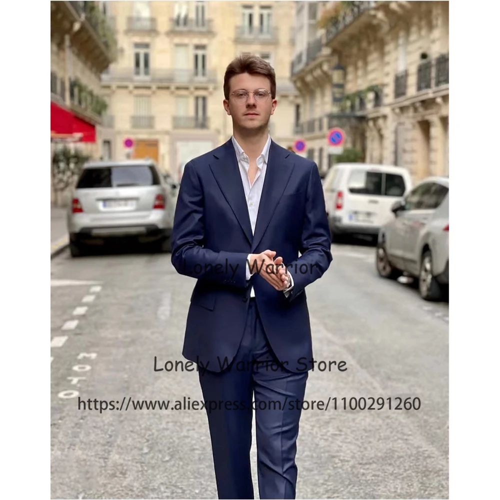 Модные темно-синие повседневные мужские костюмы Официальный деловой пиджак