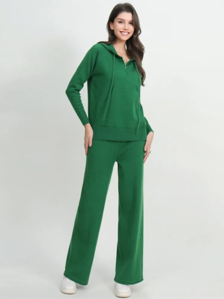 Вязаный осенний комплект из двух предметов женские повседневные модные