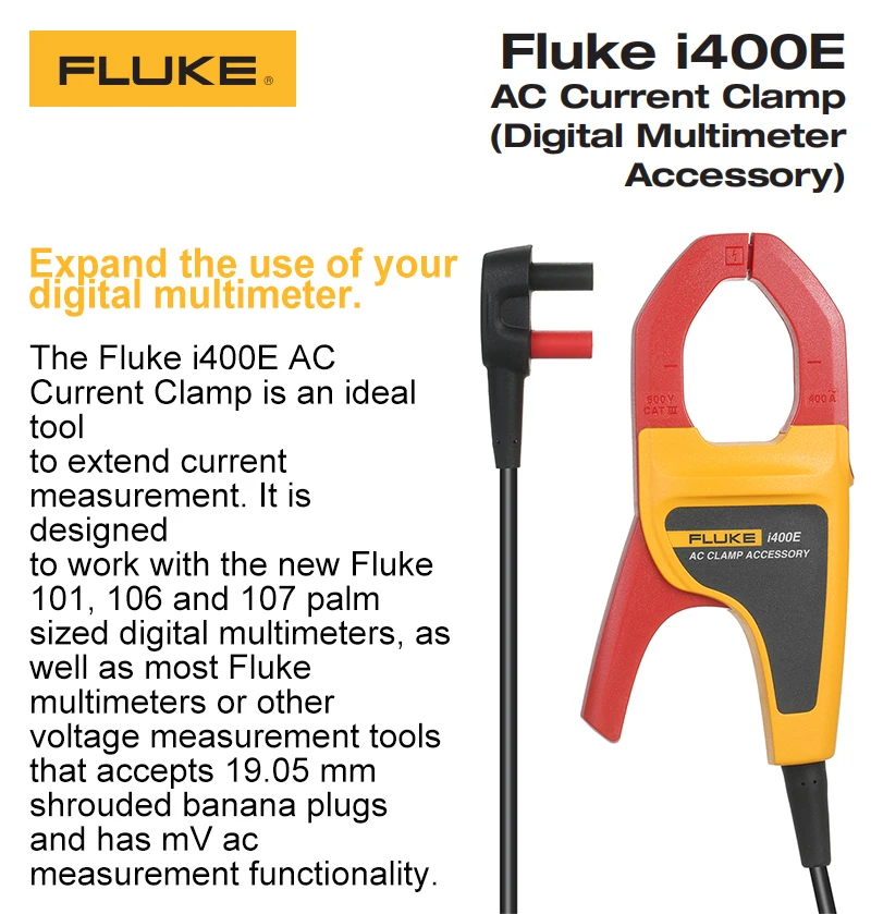 Зажим переменного тока Fluke I400E 400A 4 мм Банановый штекер для мультиметра 15B 17B 101 |