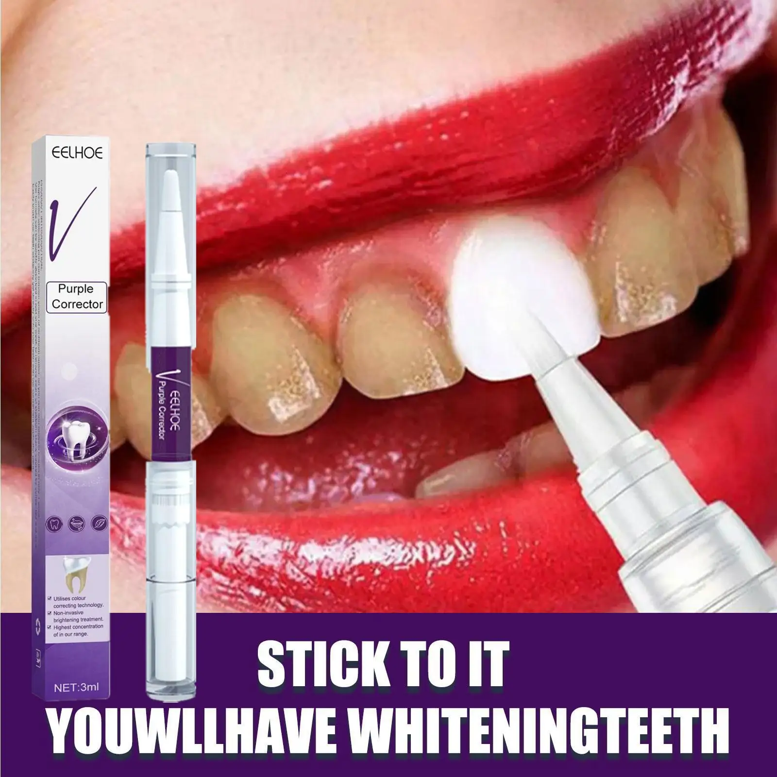 

Teeth Whitening Toothpaste Cavity Cleaning Enamel Repair Breath Whitening Color Stains Pen Purple Corrector Fresh Remove H5N0