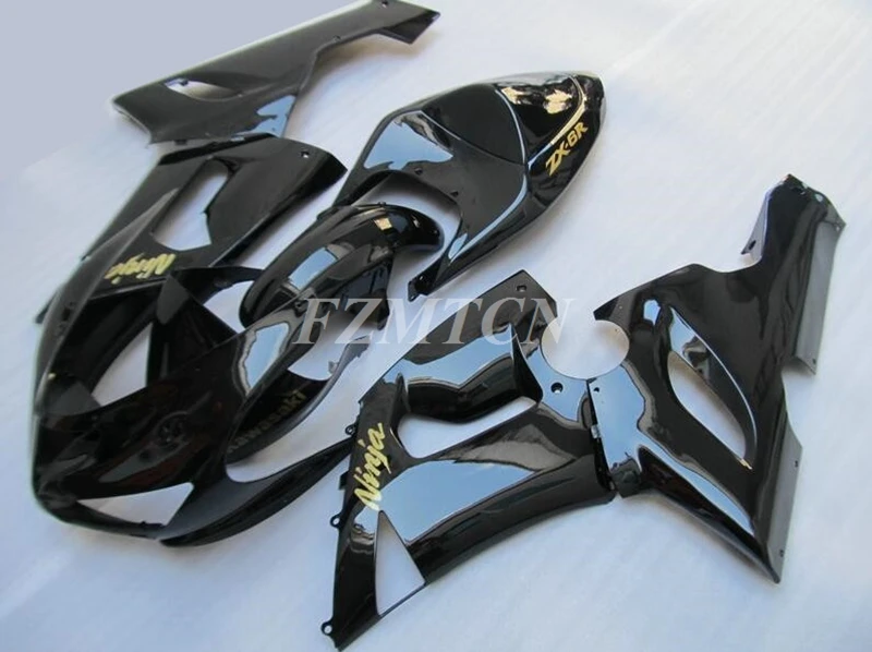 

Style New ABS Fairings Kits Fit For Kawasaki Ninja ZX-6R ZX6R 2005 2006 05 06 Bodywork Set Custom Black Golden
