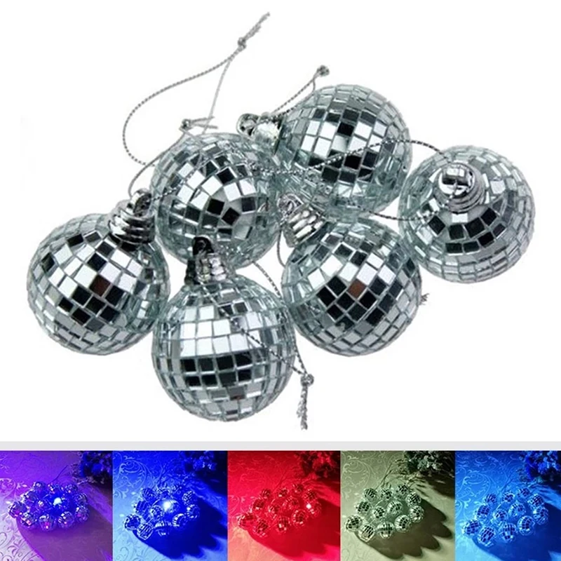 

10Pcs Mirror Glass Ball Glitter Lightweight Silver Mirror Disco Dance Party for stage club trees home wedding hall
