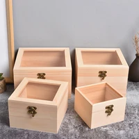 1pc wooden box wooden square hinged storage boxes craft gift storage container dust jewelry box home storage home decorations