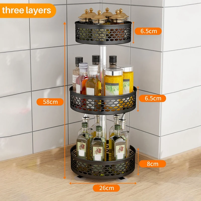 

LBER 360° Kitchen Rack Rotating Spice Rack Kitchen Organizer Rack Rotating Rack Spice Rack Storage Organizer