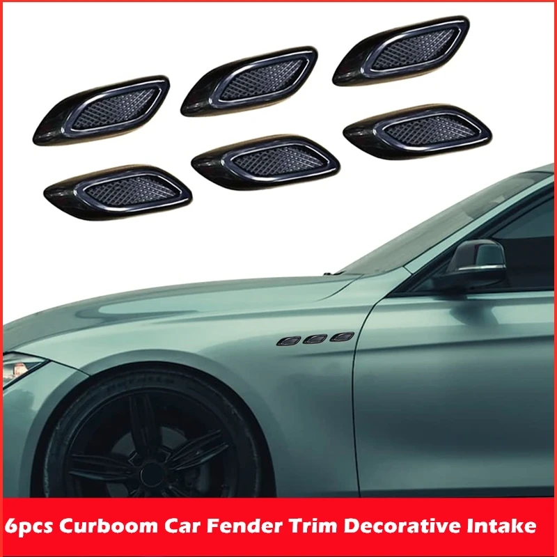 

6pcs Curboom Car Fender Trim Decorative Intake Universal Auto Air Flow Bumper Side Vent Decal Scoop Hood Spolier Door