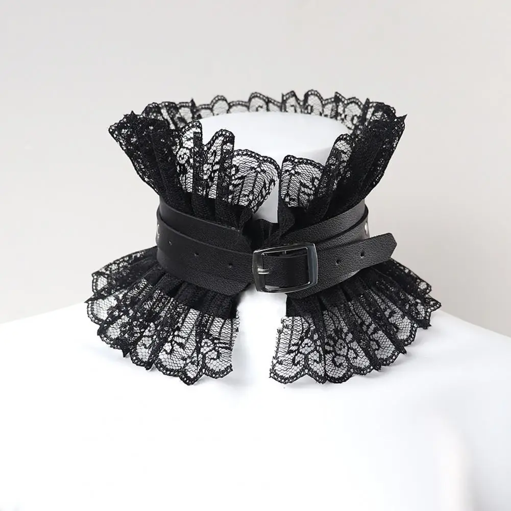 

Women Choker Gothic Faux Leather Decoration Exaggerated Adjustable Collar Choker Necklace for Daily Wear