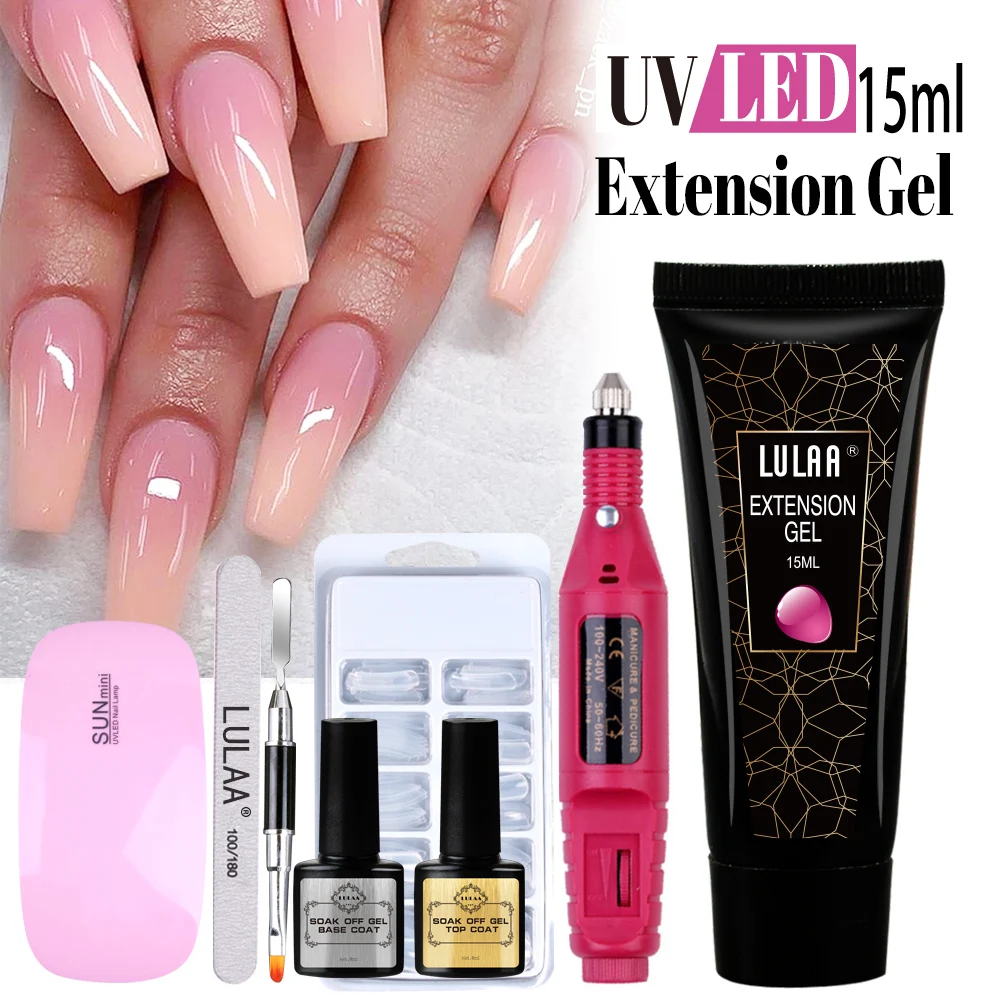 Набор для наращивания ногтей CNHIDS прозрачный нюдовый блестящий полный набор