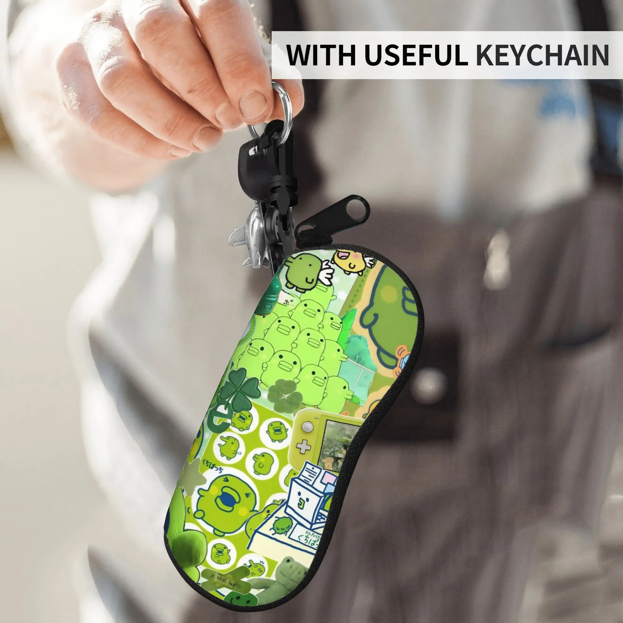 Футляр для очков Kuchipatchis Mametchi, унисекс, мягкий чехол для солнцезащитных очков с брелоком, повседневный футляр для очков (art.: 3920d99ffc034) - 3920d99ffc034