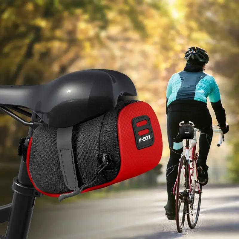 

B-soul Bike Waterproof Storage Saddle Bag Nylon Seat Road Bike Tail Rear Pouch Bags Bicycle Cycling MTB Bag Bicycle Accessories