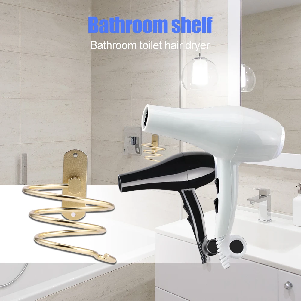 

Shelf Storage Hair Dryer Rack Holder Finish Wall Mounted Stand Hotel Bathroom Shelves Hanger for Household Accessory
