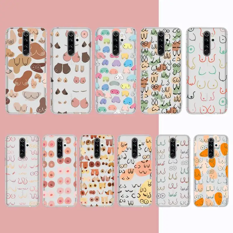 

Boobs Art Print Phone Case for Samsung A51 A52 A71 A12 for Redmi 7 9 9A for Huawei Honor8X 10i Clear Case
