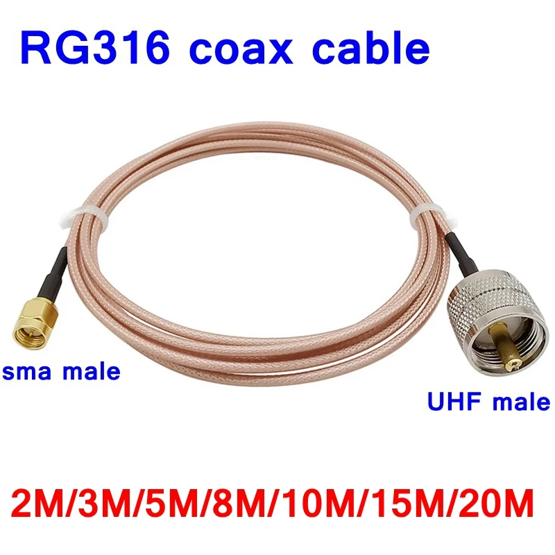 Cabo Coaxial Sl16 Uhf Macho S0239 para Sma Macho Friso para Rg316 Sdi Câmera de Sinal rf Pigtail Macio 50 Ohm Cabo Coaxial 2m20m Rg316