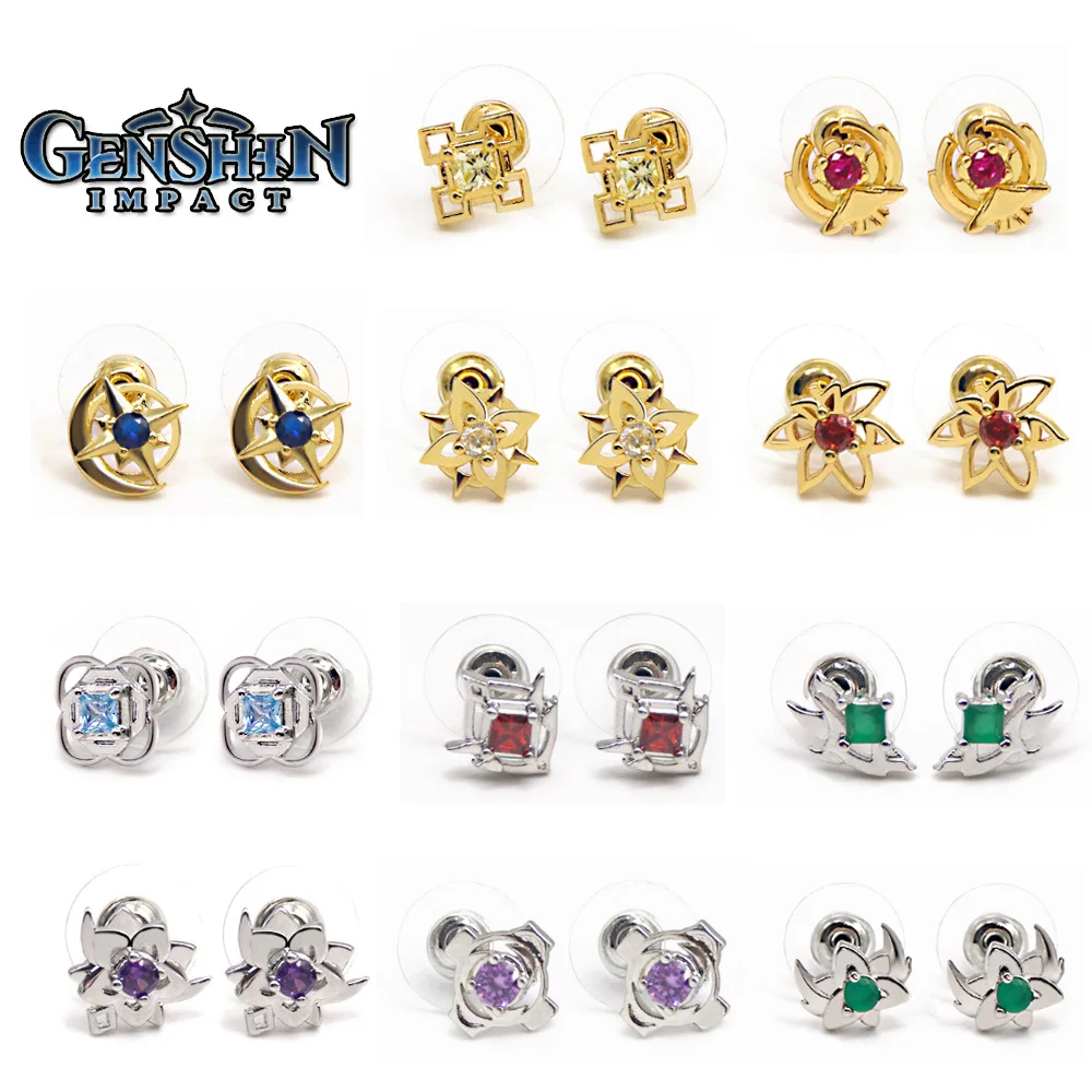 Unique Stud Earrings Charms Game Cosplay Birthday Anniversary Party Gift Women Girls Surprise Gift Jewelry Game Genshin Impact