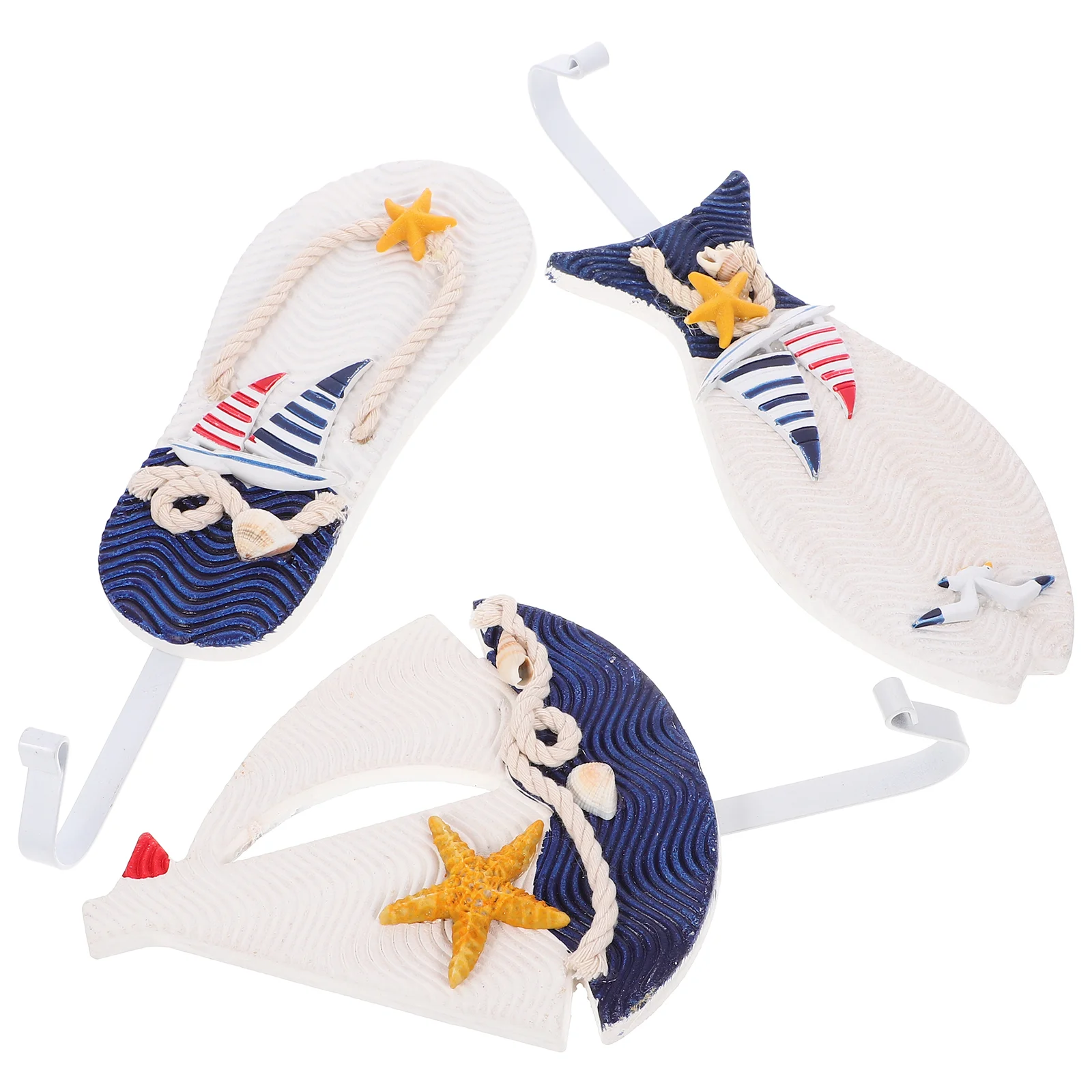 

Wood Nautical Wall Hanging Ornament Mediterranean Hook Cloth Hangers Wooden Hooks