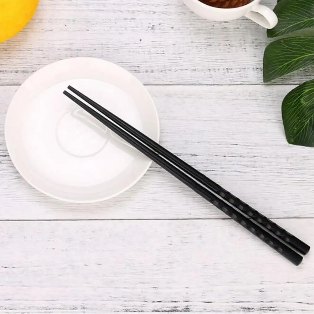 

1 Pair Japanese Chopsticks Alloy Non-Slip Wood Color Sushi Chop Sticks Set Chinese Gift Family Friends Colleagues Gifts