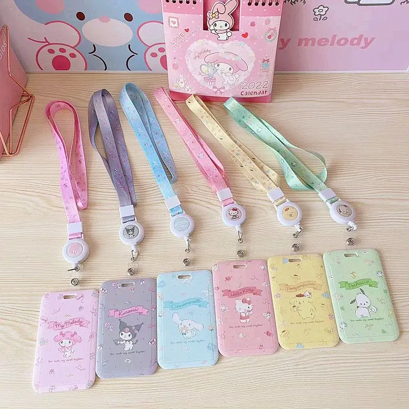 

Sanrio Anime Cartoon Cute Cinnamon Roll Melody Card Set Student Campus Card Retractable Lanyard Bus Card Hanging Neck Wholesale