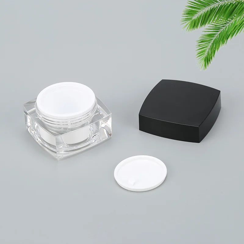 

5/10/20/30/50g Square Cream Jar Transparent Wide Mouth Cream Bottle Cosmetic Sub-Bottling Refillable Plastic Pot Travel Supplies